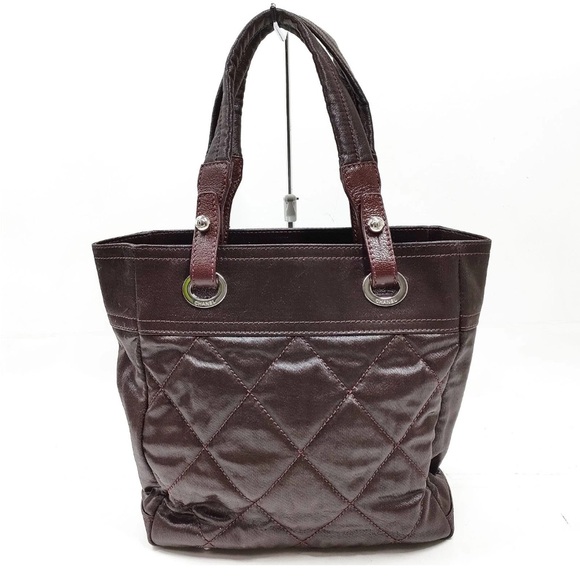 CHANEL Handbags - Chanel Paris Biarritz PM Bordeaux Tote Bag Quilted Nylon Shoulder Bag